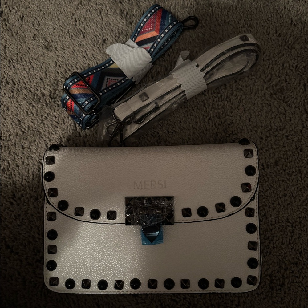 Mersi White Studded Satchel